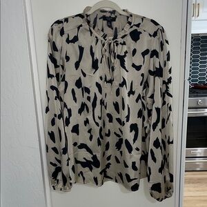 Haber Black and Cream Patterned Blouse Long Sleeve | XL